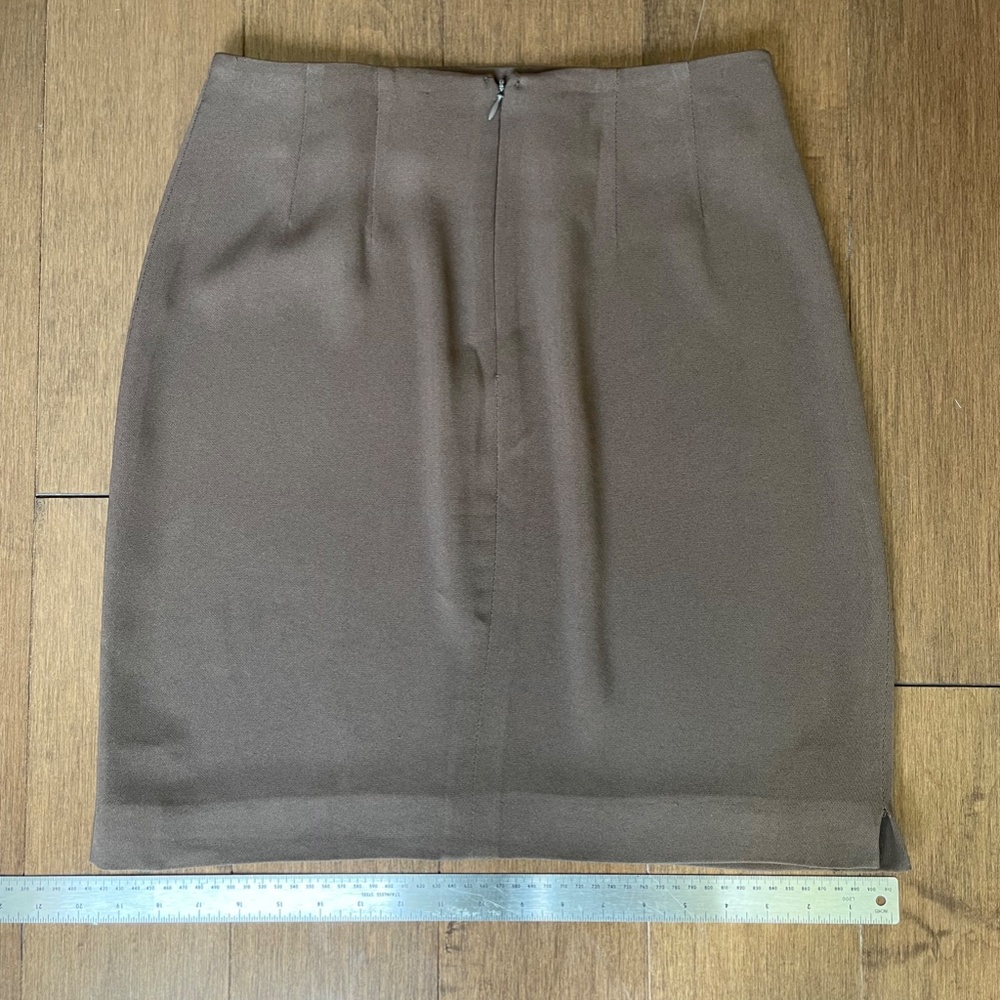 Jax Mid Length Pencil Skirt Brown Light Weight